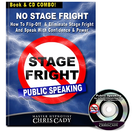 hypnosis stage fright for public speaking hypnosis cd and book cover